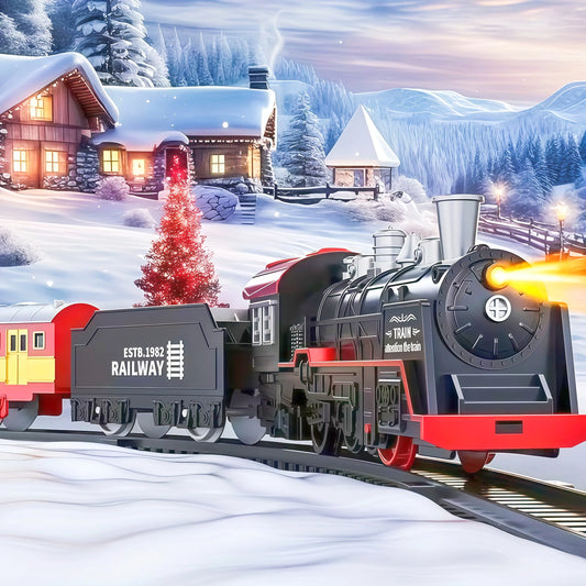 Simulated retro train suit track train steam model children track light spray ideal toy gift for boys and girls
