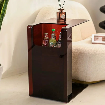 Acrylic Transparent Small Coffee Table C-shaped Sofa Card Table Living Room Window Side Table Corner Table Bedside Small Table