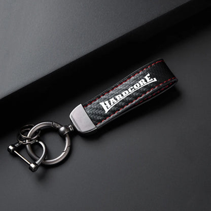 JDM Car Accessories Hardcore High-Grade Carbon Fiber Leather Car Ring Keychain Trinket Zinc Alloy Keyrings Rotate 360 Degrees