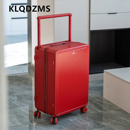 KLQDZMS Suitcase Women's Zipper Boarding Box Men's Aluminum Frame Trolley Case 20"24"26"28 Inch Large Capacity Travel Luggage