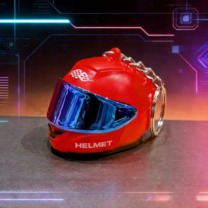 Cool Motorcycle Helmet Keychain with Light Creative Mini Helmet Key Chain for Bags and Keys, Night Warning Light