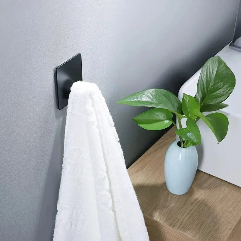 2pc/4pc Bathroom Clothes Hooks, Adhesive Wall Hooks, Stainless Steel Towel Racks, Bathroom Kitchen Hardware, Multi-Purpose Hooks