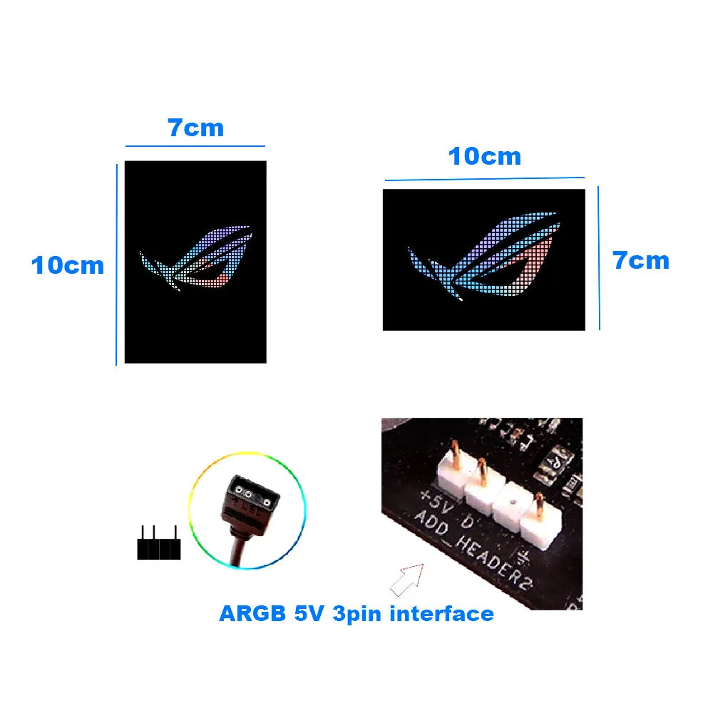 MOD PC Case/GPU/SSD ARGB Lighting Panels 5V 3pin AURA SYNC,ROG Gaming Cabinet Decoration Plate