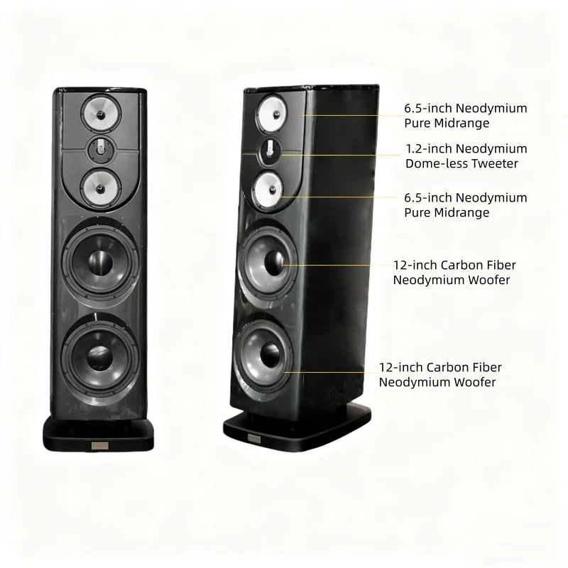 SBH-015 K12 Audiophile 4-Way Tower Speakers High Fidelity Passive Floor Standing System for Home Theater Music Playback