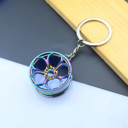 Metal Mini Car Auto Creative Wheel Keychain Parts Auto Enthusiast  Accessories KeyKeyring Ring Chain for Men Woman Lover Gift