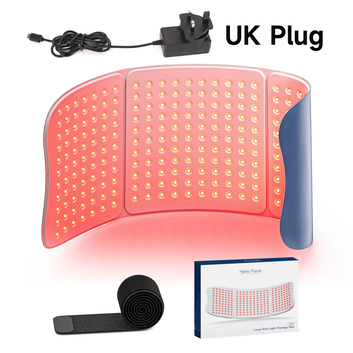 510K/CE Red Light Therapy Pad 660nm 850nm for Body Pain Relief, Large 30x12inch Mat with Timer - Hello Face L7 Tri-Chip