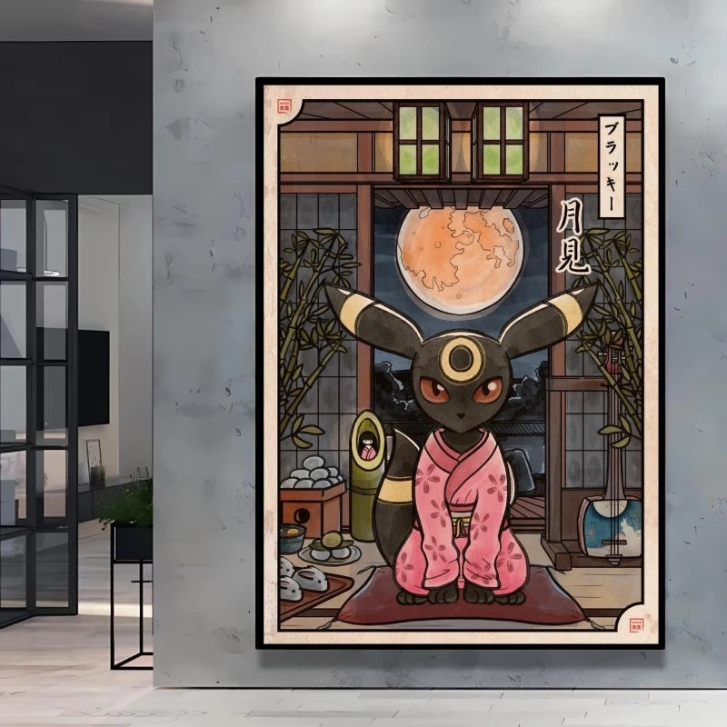 1pc frameless Canvas Paintings Retro Canvas Poster Prints Pokemon Gengar Blastoise Cartoon Character Picture Wall Art Home  Chil
