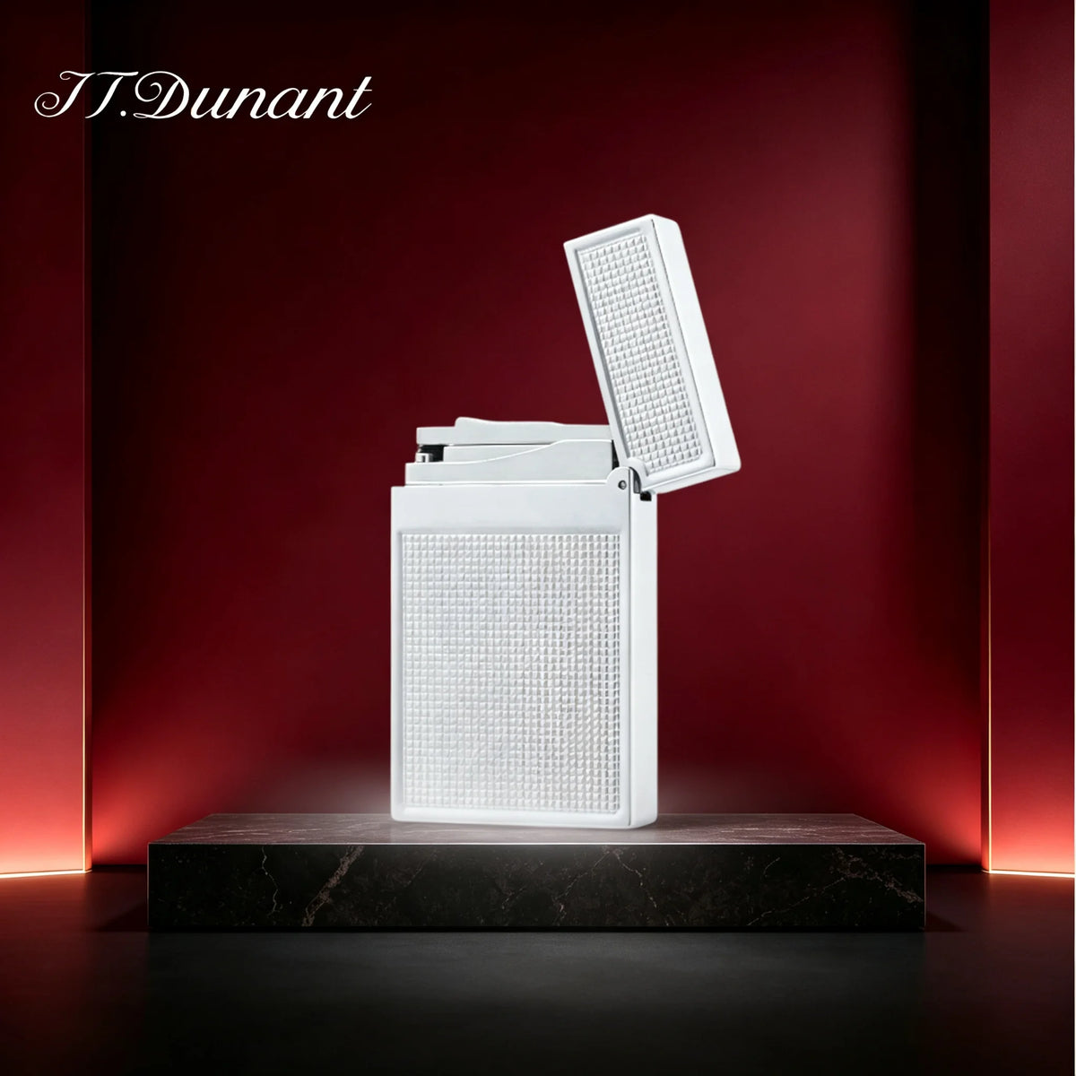 JT.Dunant Lighter Luxury Gold Double Flame Ignition Ding Sound Refillable Butane Gas Lighter Best Gift for Men Husband Boyfriend