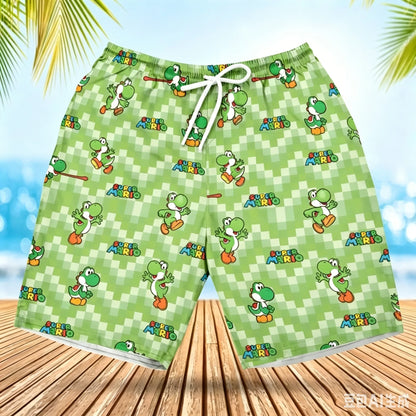 Summer Men's Women's Quick-Drying Beach Shorts Luigi Yoshi Printed Shorts for Beach Swimming Pools Gyms and Outdoor Sport