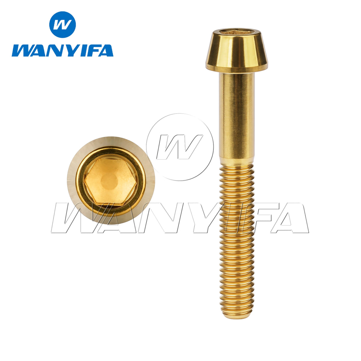 Wanyifa Titanium Bolts M8x 15 20 25 30 35 40 45 50 60 70mm Allen Key Taper Head Screw for Bicycle Motorcycle Car Ti Fastener