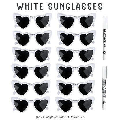 12-100Pcs Wedding Sunglasses for Guests Heart Shaped Sunglasses Bachelorette Party Glasses Bridal Shower Party Favors Photo Prop