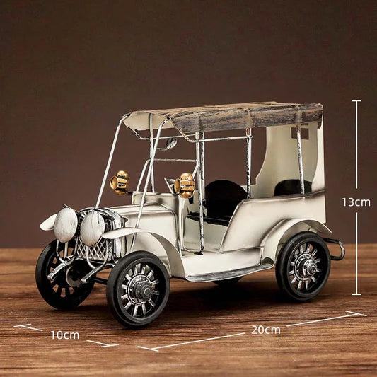 Retro Nostalgic Tin Antique Car Model Art Creative Home Decoration Accessories Desktop Ornaments Childrens Toys Gifts