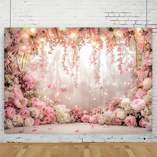 1 romantic flower polyester wedding background light, multi-purpose banner for event decoration, photography
