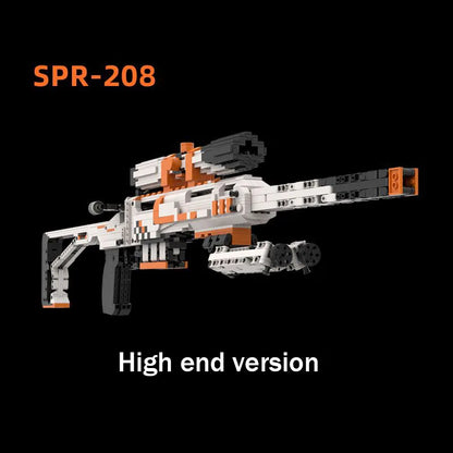 1500PCS Technical SPR-208 Shooting Rifle Building Blocks MOC Technical Can Shoot Projectile Shells Assemble Bricks Toy Gift