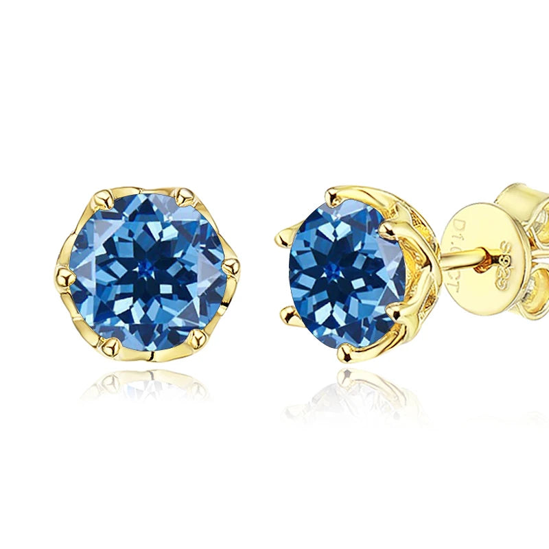 Butterflykiss S925 Sterling Silver Gold Plated D Color Moissanite Stud Earrings For Women Top Quality Sparkling Wedding Jewelry