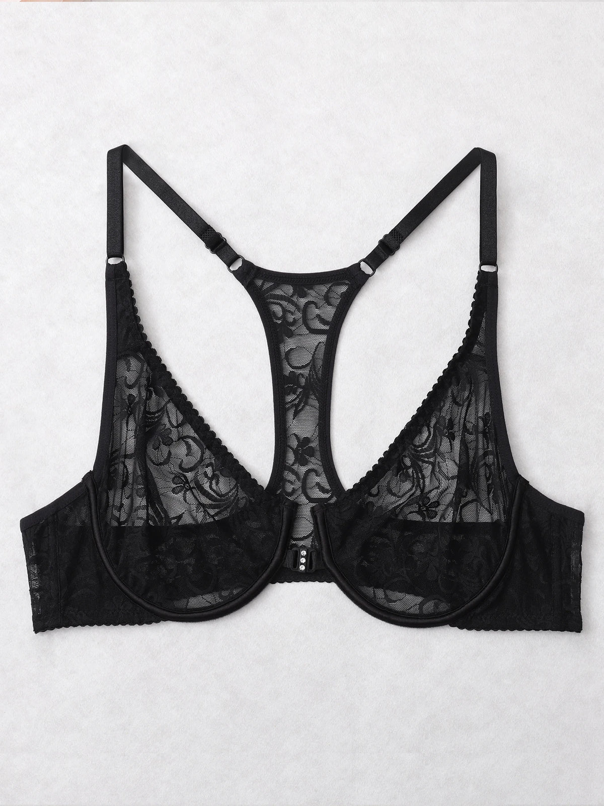 Front Button Women's Bra Lace Sheers Unpadded Sexy Lingerie BH Tops Flower Knitting Brassiere Underwire Underwear Plus Size Bras