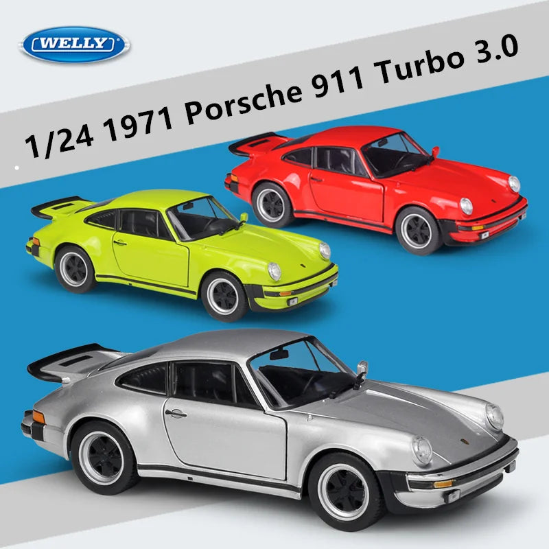 WELLY 1:24 1971 Porsche 911 Turbo 3.0 Alloy Sports Car Model Diecasts Metal Classic Vehicles Car Model Simulation Kids Toys Gift