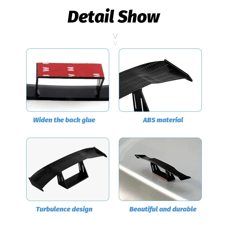 Black Mini Tail Fins for Cars Decorations Vehicle Exterior Retrofit Parts Racing Sport Style Universal Decorative Spoiler Wing