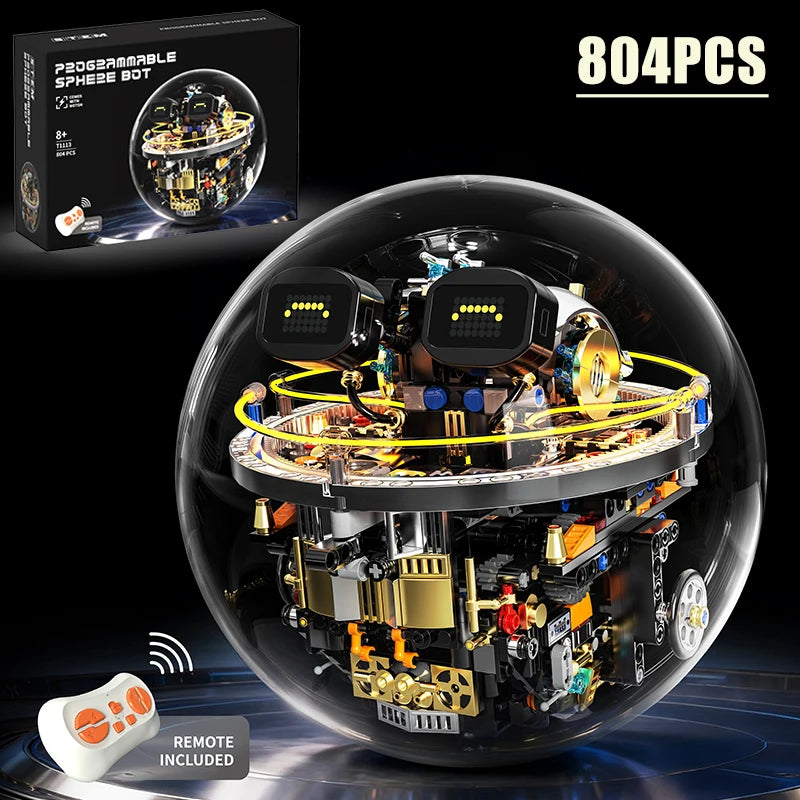Technical Science Fiction Programming Spherical Machine Building Blocks Remote Control Sci-Fi Reconnaissance Robot Bricks Toy