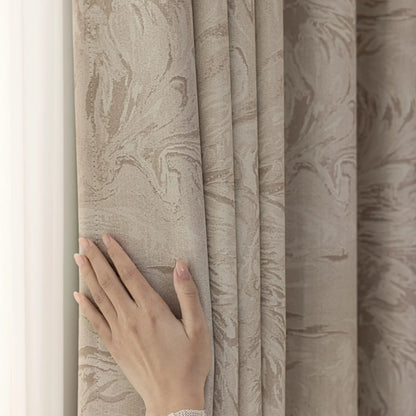 French Scandinavian Style Printed Bedroom Hooks, Perforated Curtains, Full Blackout Sun Protection Cloth