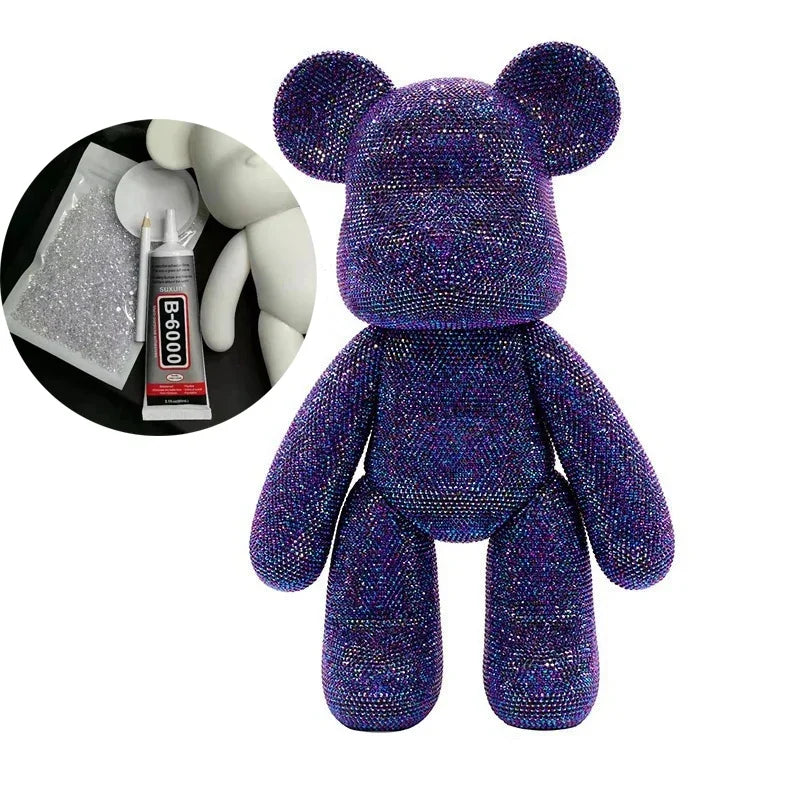 DIY Self-Adhesive Crystal Bear Figure Rhinestone Diamond Glitter Applique Bear Figurine Doll Toy Decoration Desk Accessories