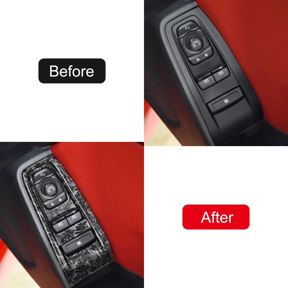 Car Accessories For Toyota GR86 / Subaru BRZ 2022 2023 ABS Carbon Fiber Style Interior Window Switch Panel Cover Trim 2pcs