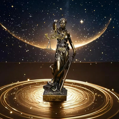 Creative Retro Round bottom Justice Goddess Statue Lawyer Office Ornament Gifts Home Living room Sculpture Desk Decor