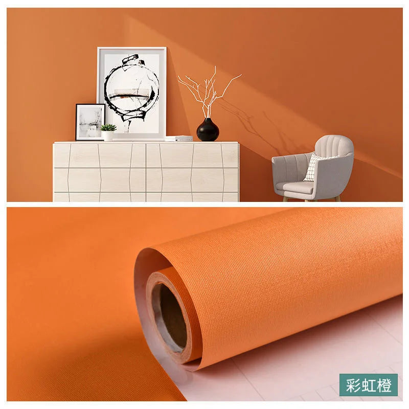 Macaron DIY Solid Color Stickers Self-adhesive Thickened Waterproof PVC Bedroom Dormitory Wardrobe Wall Renovation Wallpaper
