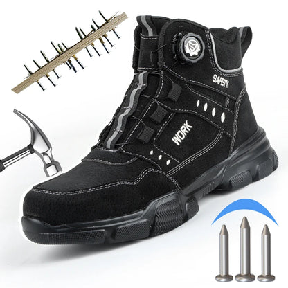 Steel Toe Safety Shoes Men Anti-puncture Work Boots Non-slip Wear Resistant Industrial Protective Labor Shoes Breathable Safety