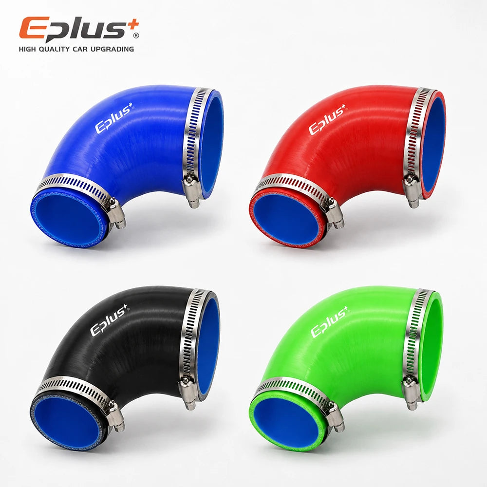 EPLUS Universal 4-Ply 90 DegreesSilicone Silicone Hose Coupler Reinforced Turbo Intake Intercooler Pipe Joiner Adapter Blue Blac