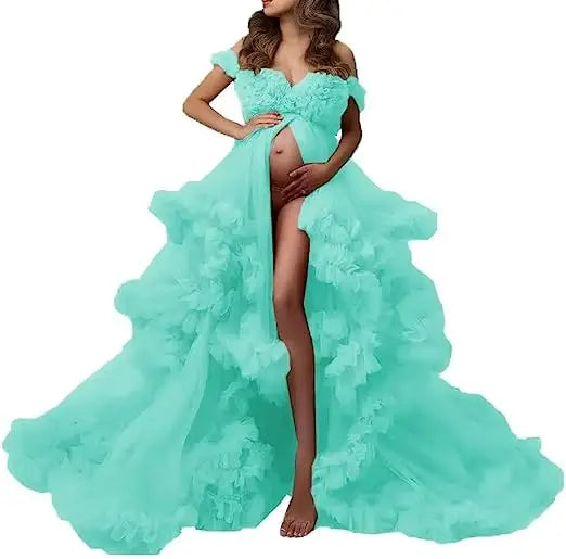 Sexy Maternity Gowns Photoshoot  Ruffles baby shower платье для беременных فساتين حوامل vestidos para embarazadas photoshoot