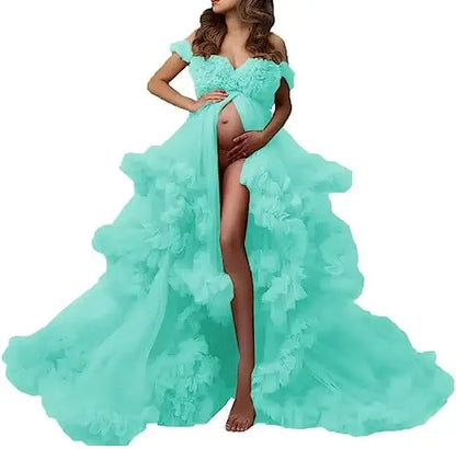 Sexy Maternity Gowns Photoshoot  Ruffles baby shower платье для беременных فساتين حوامل vestidos para embarazadas photoshoot
