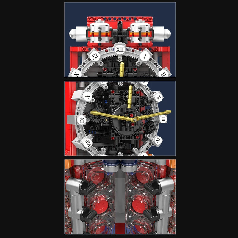 MOULD KING 10187 Technical Mechanical Cyberpunk Clock Building Block with Motors Brick Set Kids Christmas Gift