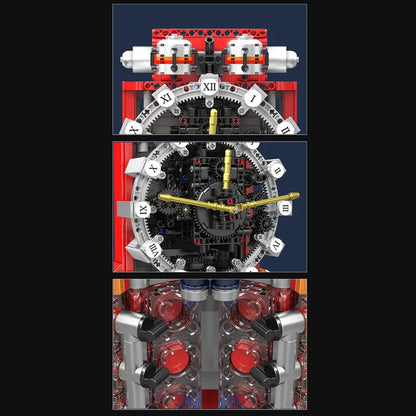 MOULD KING 10187 Technical Mechanical Cyberpunk Clock Building Block with Motors Brick Set Kids Christmas Gift