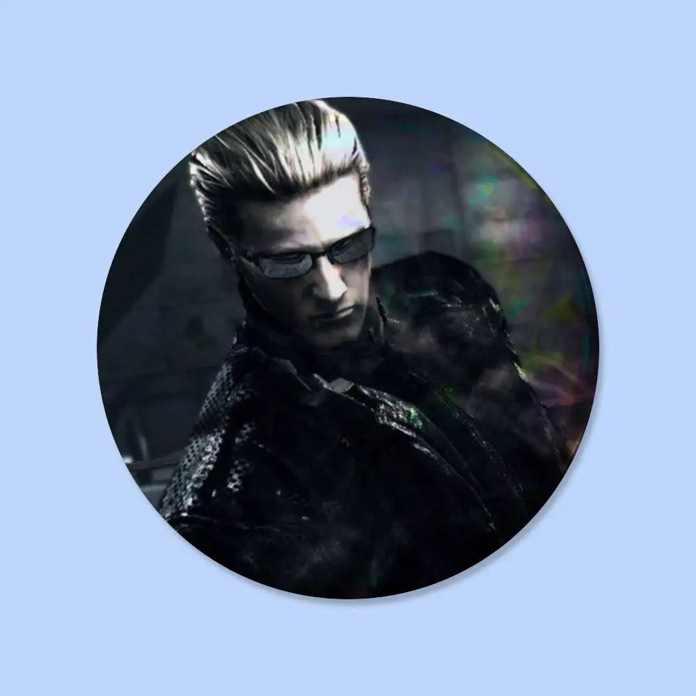 Albert Wesker Resident Evil Badges 25 32 44 58 75 Mm Round Cosplay Pin Bag Decor Fans Collect Friends Gifts Brooch Souvenir