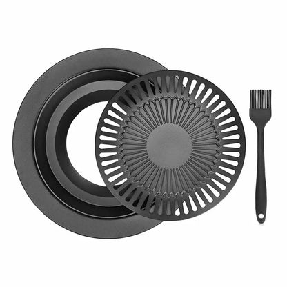 Korean Portable Outdoor Smokeless BBQ Grill Pan - Household Gas Stove Top Roasting Cooking Tool Set for Healthy Cooking