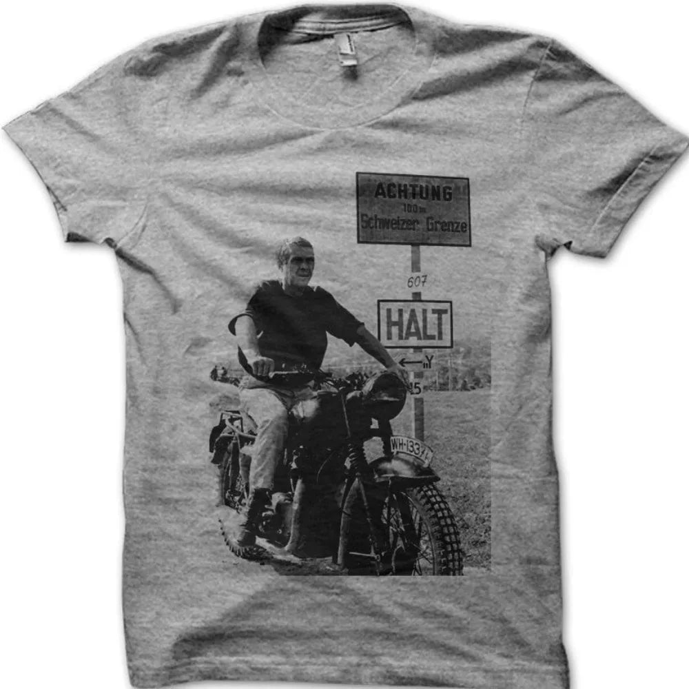 Retro Classic Motorcycle Printed T-shirt From 'The Great Escape' Summer New Item Suitable for Both Men and Women, Casual T-shirt