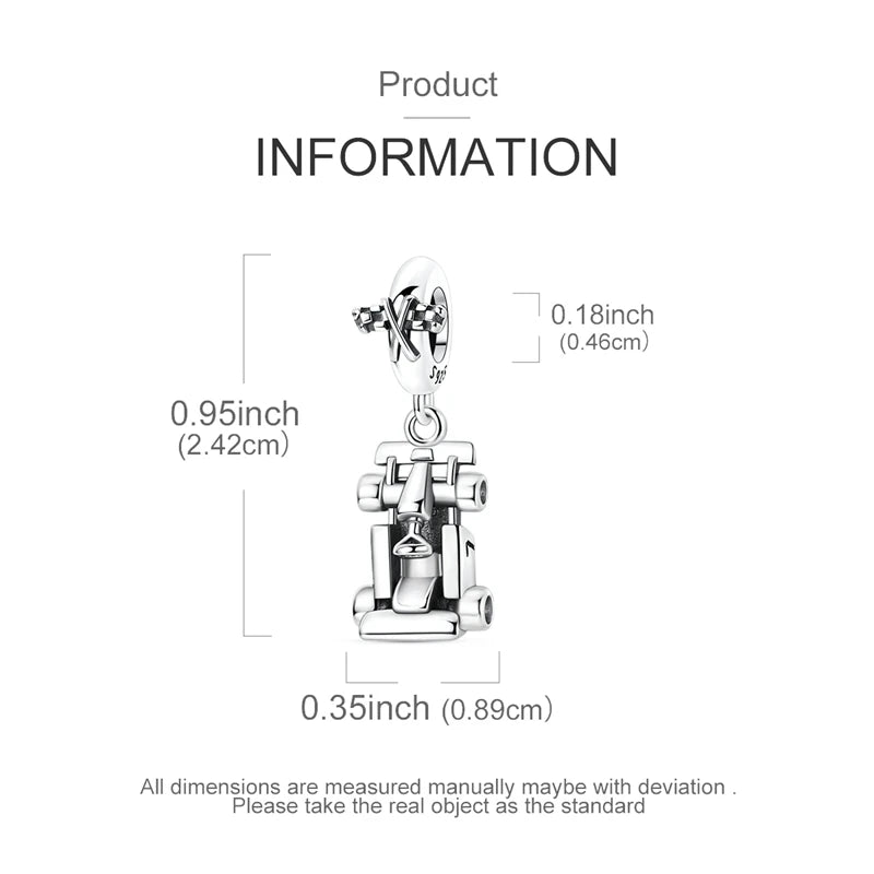 925 Sterling Silver Car Classic Fun Go-kart Shaped Pendant Charm Fit Original Charm Bracelets Women DIY Jewelry Gift