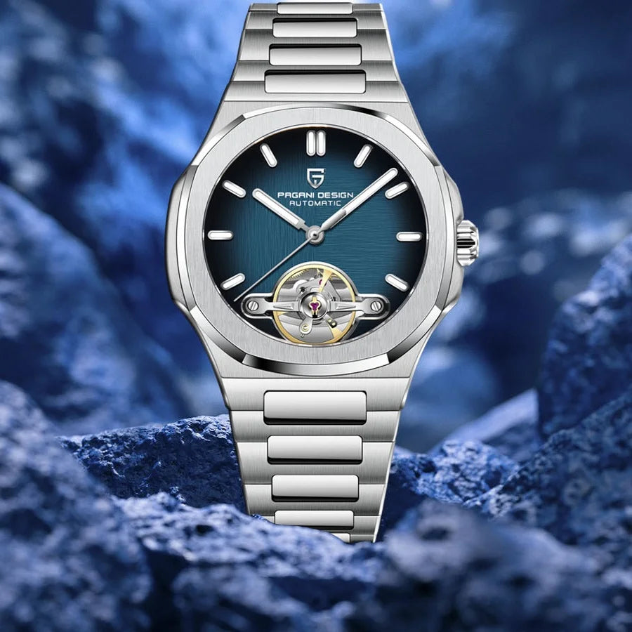 PAGANI DESIGN New Mechanical Hollow-Out Tourbillon Men Watch Sport Elegant Sapphire Waterproof Watch Japan Movt 316L Steel Clock