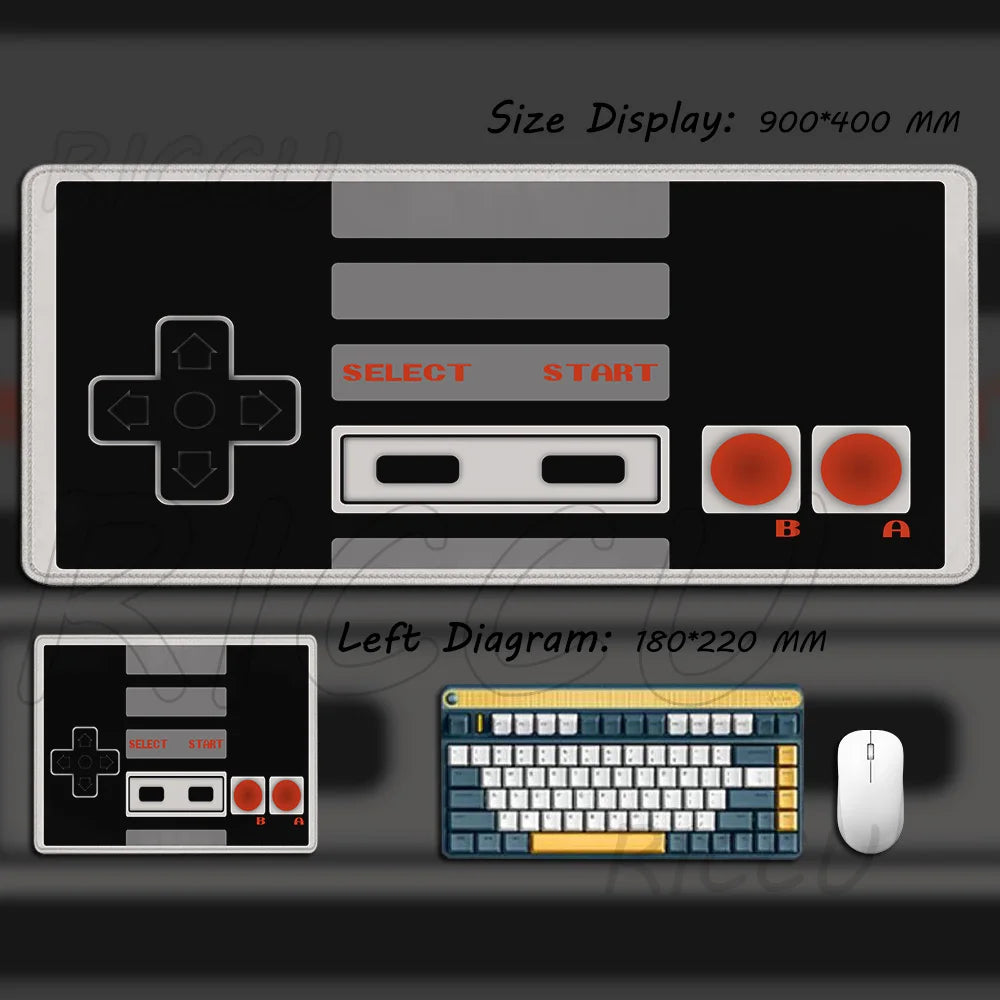 Retro Game Controller Mouse Pad Large Gamer Mat HD Anti-Slip Rubber XXL Desk Mat Office Computer Lock Edge Mousepad Gaming Rug