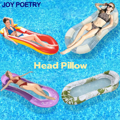 Foldable Inflatable Floating Pillow Water Hammock Float Lounger Pool Chair Drifter Swim Air Exercise Saddle Recliner Bed Mattre