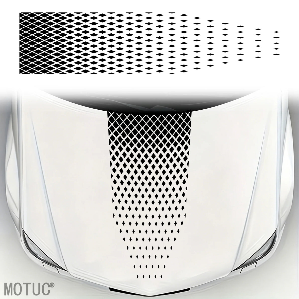 Diamond Rhombus Mesh Engine Hood Sticker Universal Car Hood Decal Self‑Adhesive Waterproof Cool Auto Exterior Tuning Accessory