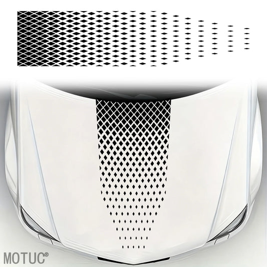 Diamond Rhombus Mesh Engine Hood Sticker Universal Car Hood Decal Self‑Adhesive Waterproof Cool Auto Exterior Tuning Accessory