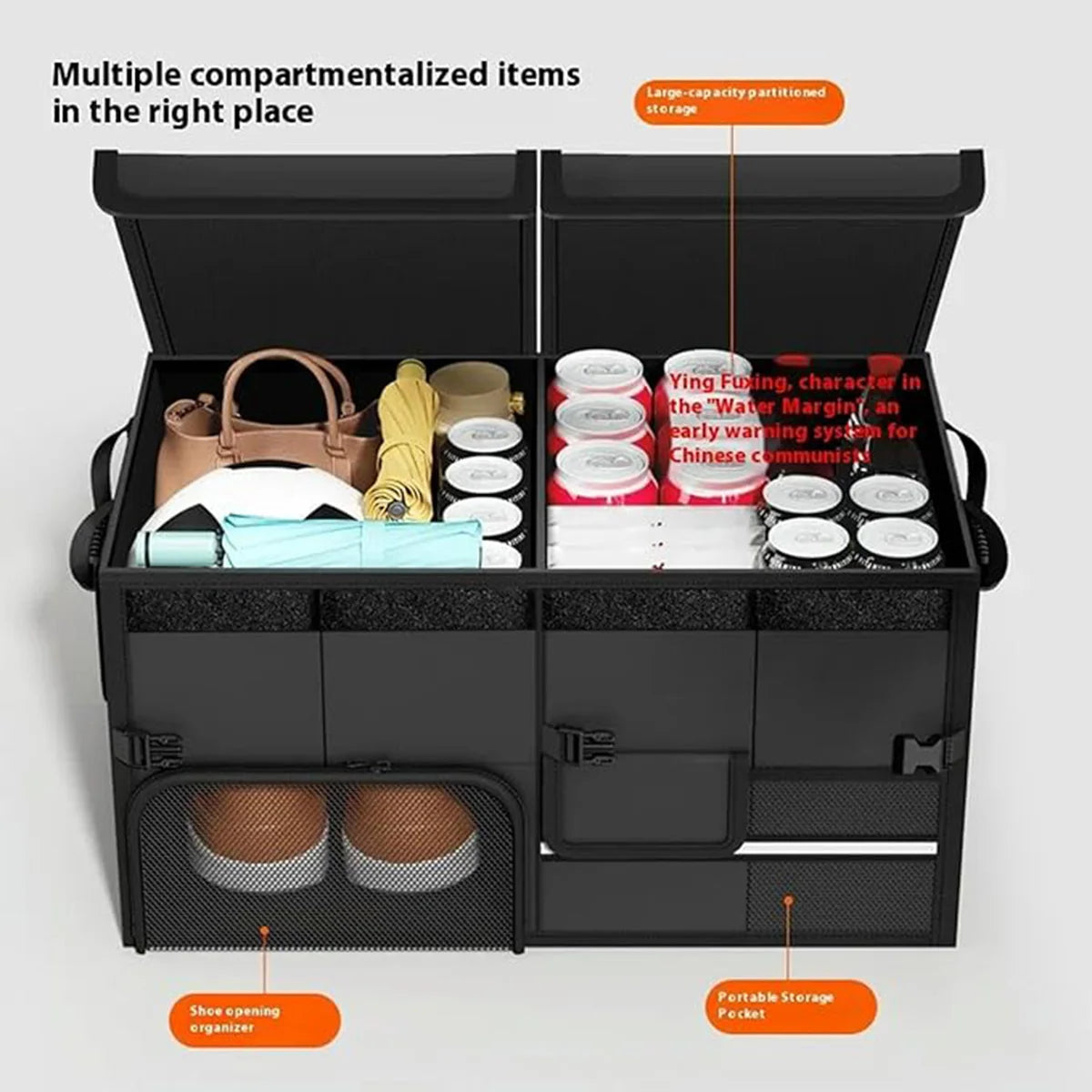 Automotive Boot Storage Container Durable Organizer for Vehicle Trunk