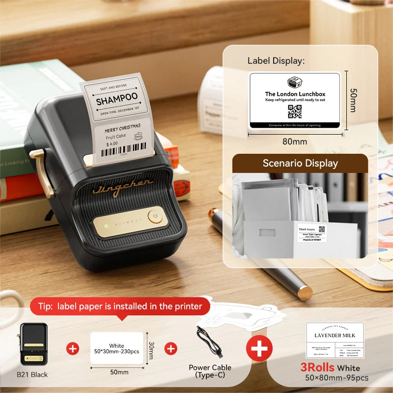 NiiMbot B21 Mini Thermal Printer Wireless Barcode Label Maker Bluetooth Portable Adhesive Label Printers for Office Commercial