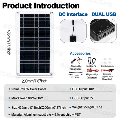 7000W  Solar System Kit  12V To 110V/220V Off-Grid Inverter System 100A Controller 200W Panel for Home/Camping Backup CE FCC
