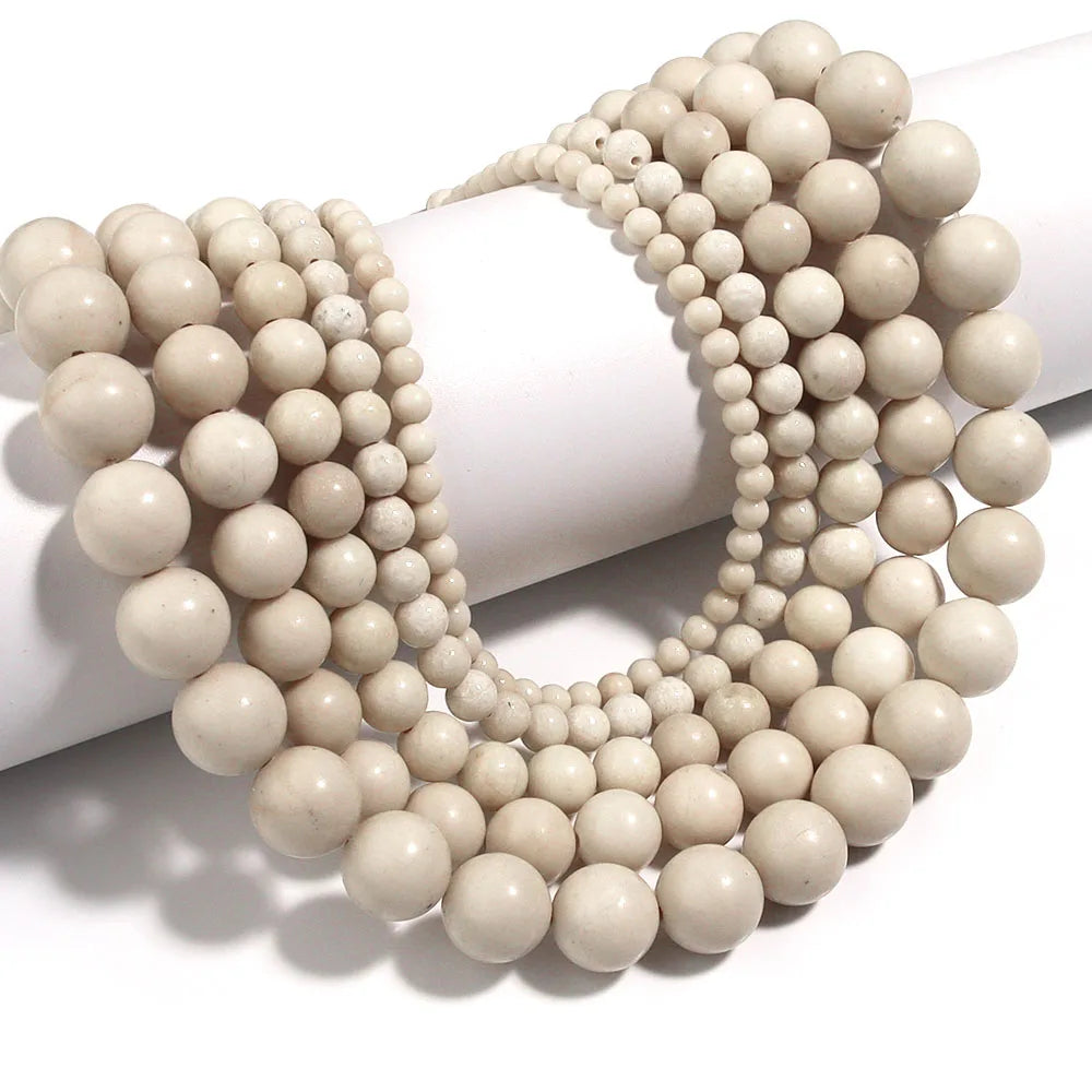 1 Strand/Lot Beige Matte Ancient Stone Natural Stone Round Loose Beads For Jewelry Making Charm DIY Accessories 4/6/8/10/12mm