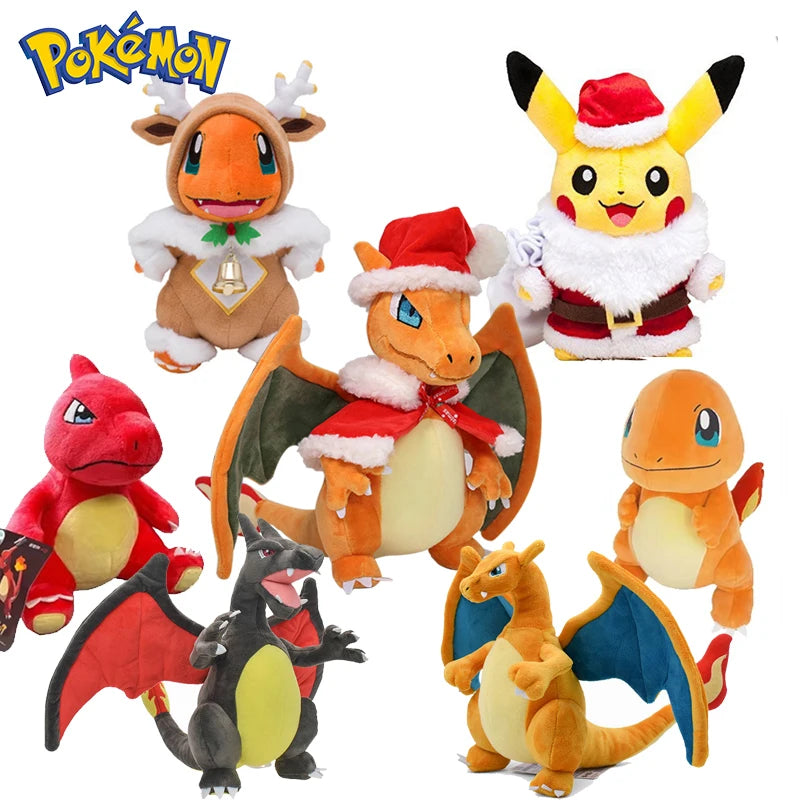 New 11 Inch Pokemon Christmas Series Plush Toys Charizard Charmander Soft Stuffed Peluche Doll Kids Child Xmas Birthday Gifts