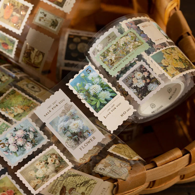 5.5x200cm Retro Post Sticker Tape Post Office Masking Washi Tape Retro Stamp Decorative Adhesive Tape Diy Scrapbooking