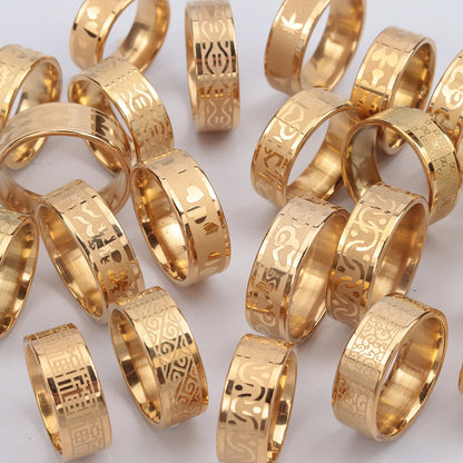 24 Pcs/Lot Top Quality 8mm Engraving Stainless Steel Rings Men Party Gifts Waterproof  Jewelry Size 17-21